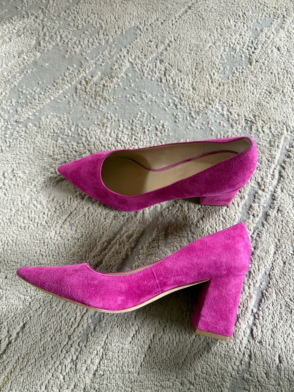 Marc Fisher Zala Block Heel Pointy Toe Pumps pink heels suede leather 8.5